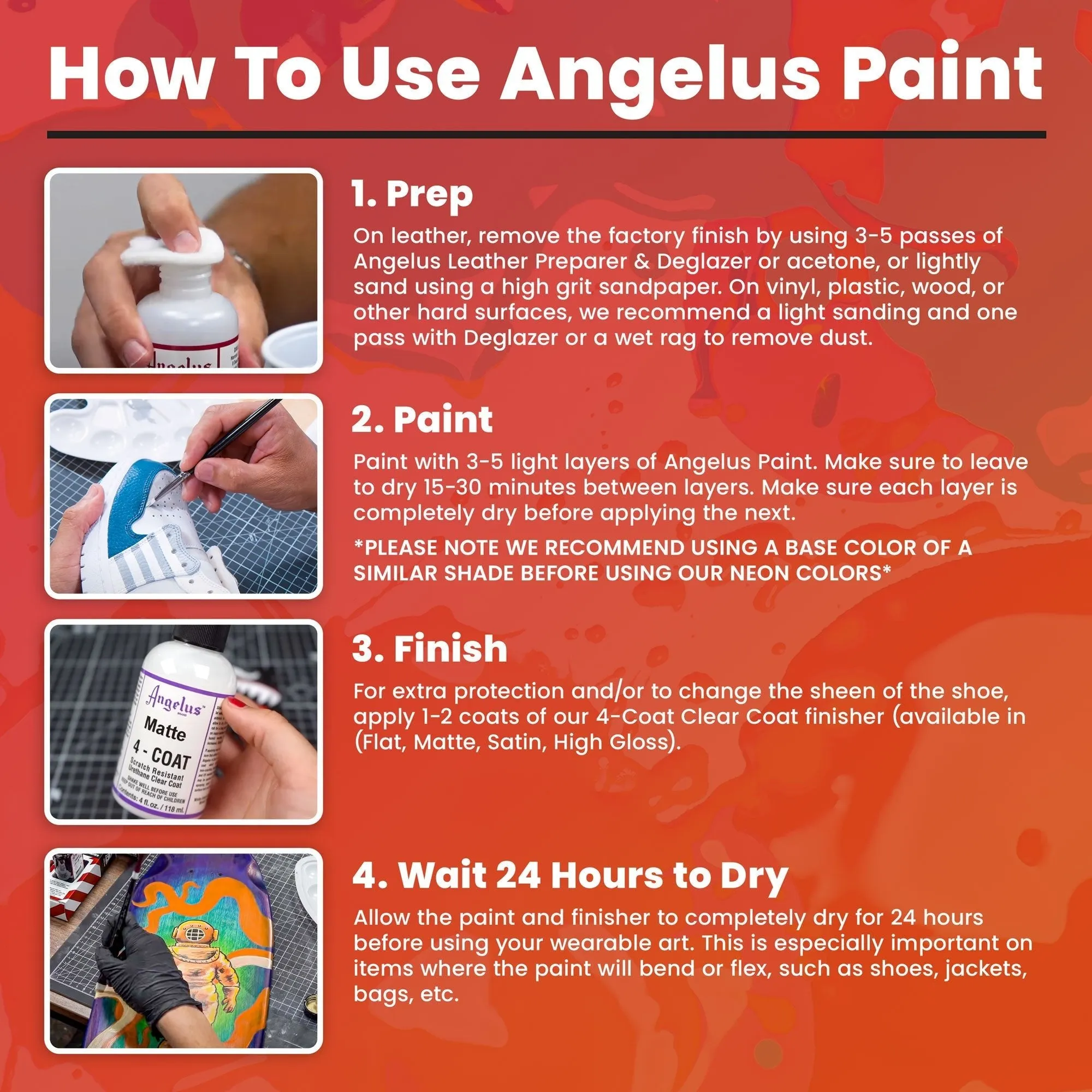 Angelus Neon Flaming Orange Paint