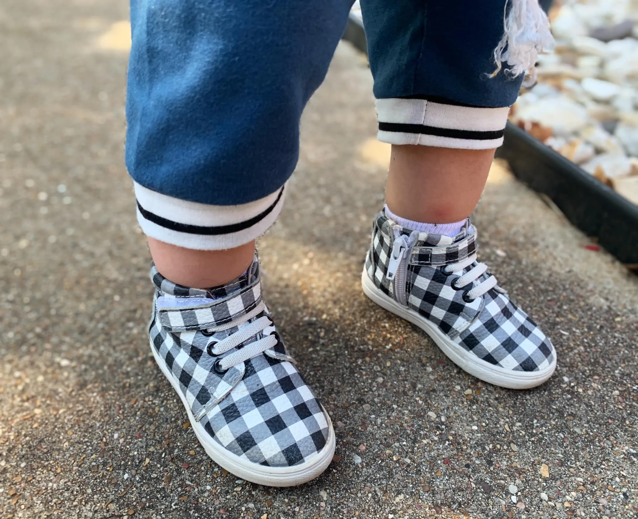 Black & White Plaid High Top Sneaks