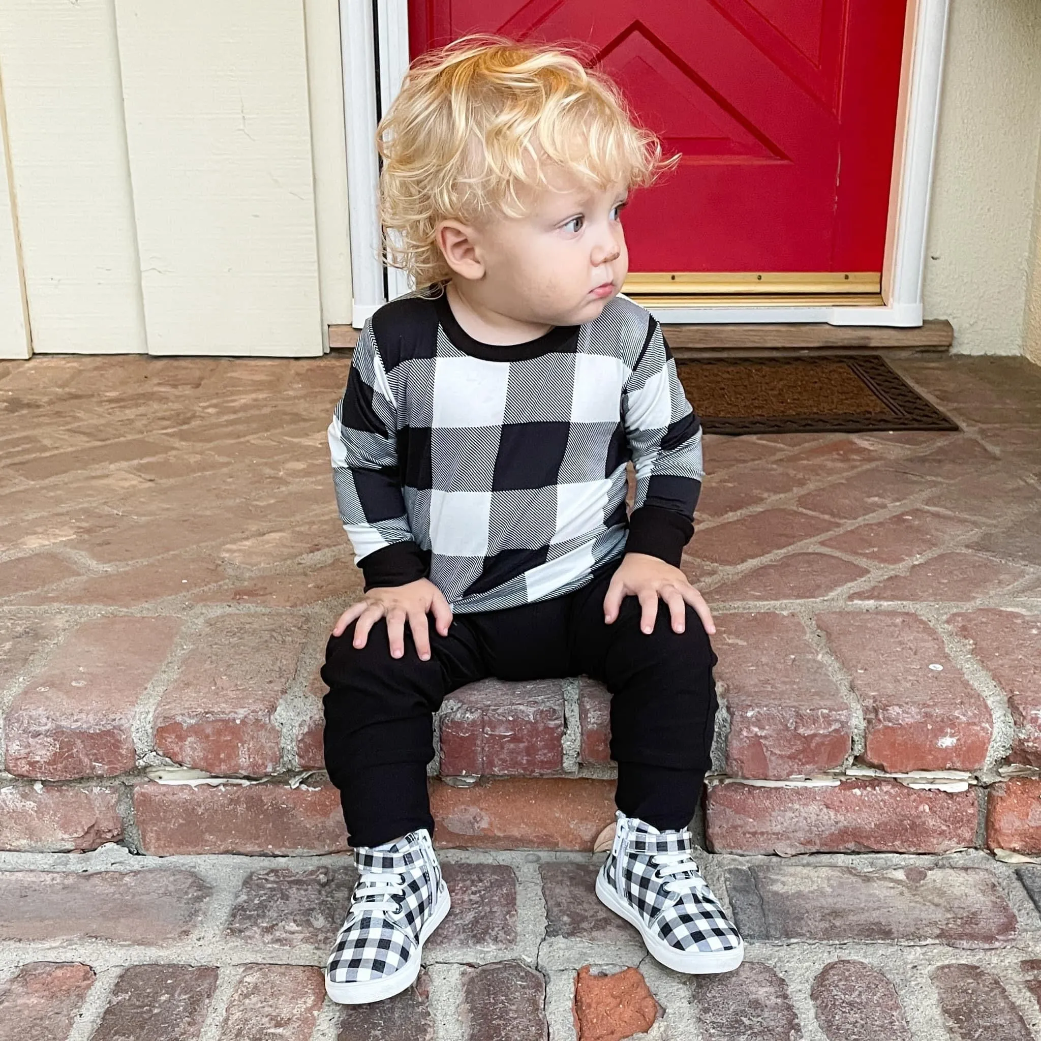 Black & White Plaid High Top Sneaks