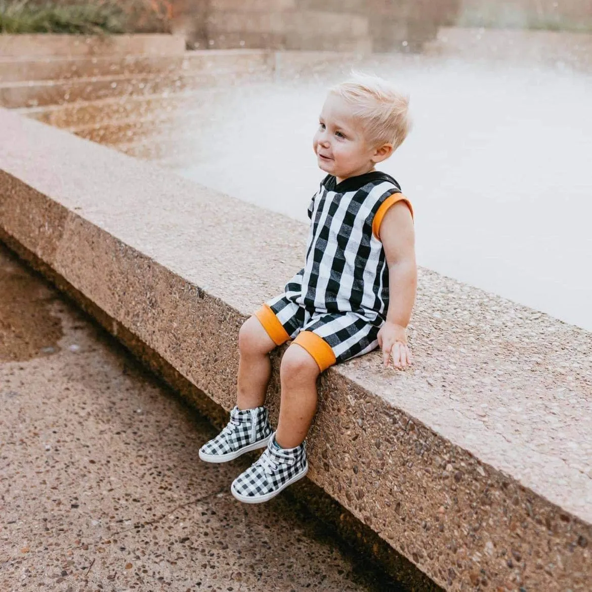 Black & White Plaid High Top Sneaks