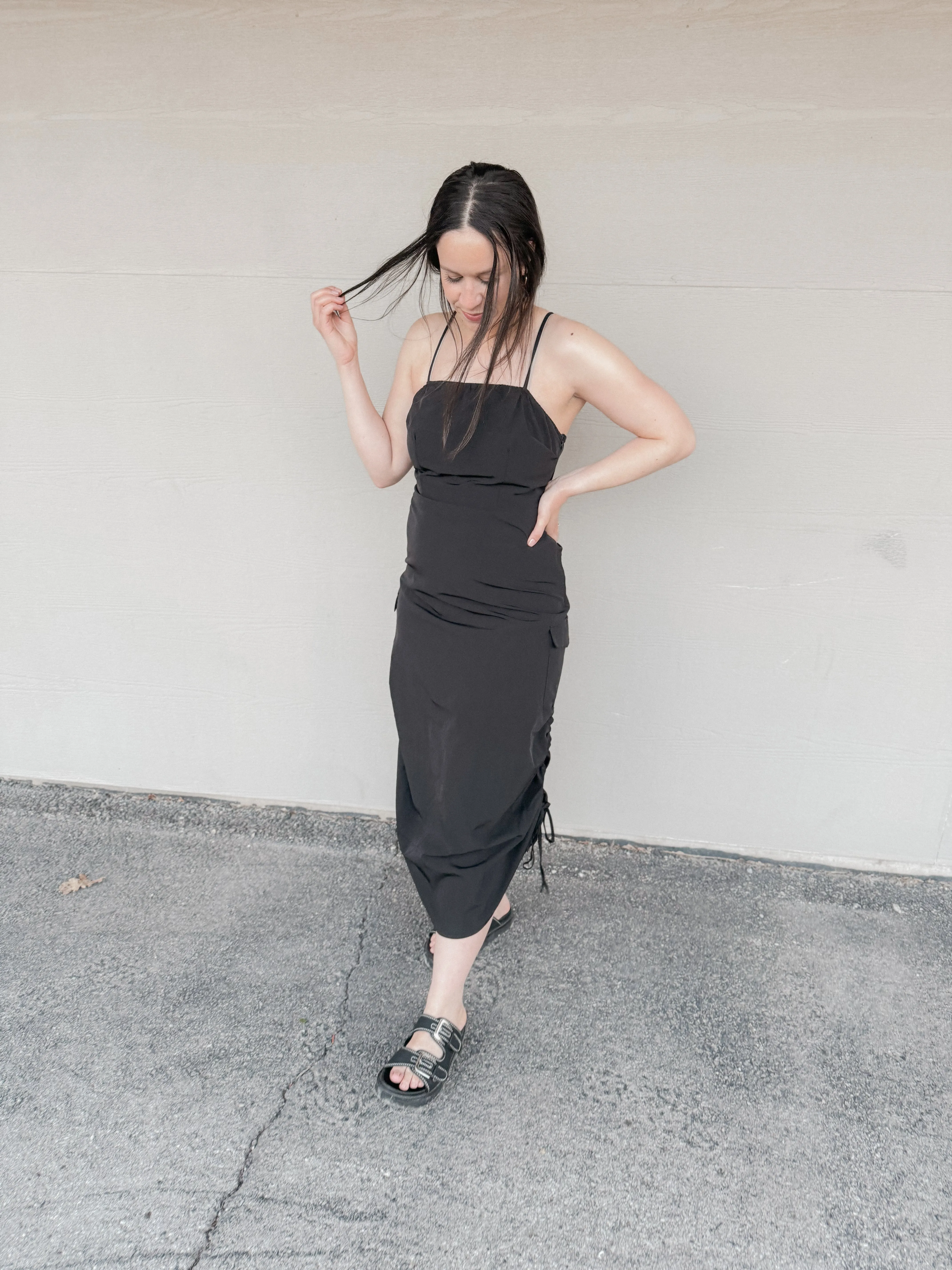 Black Drawstring Detail Dress