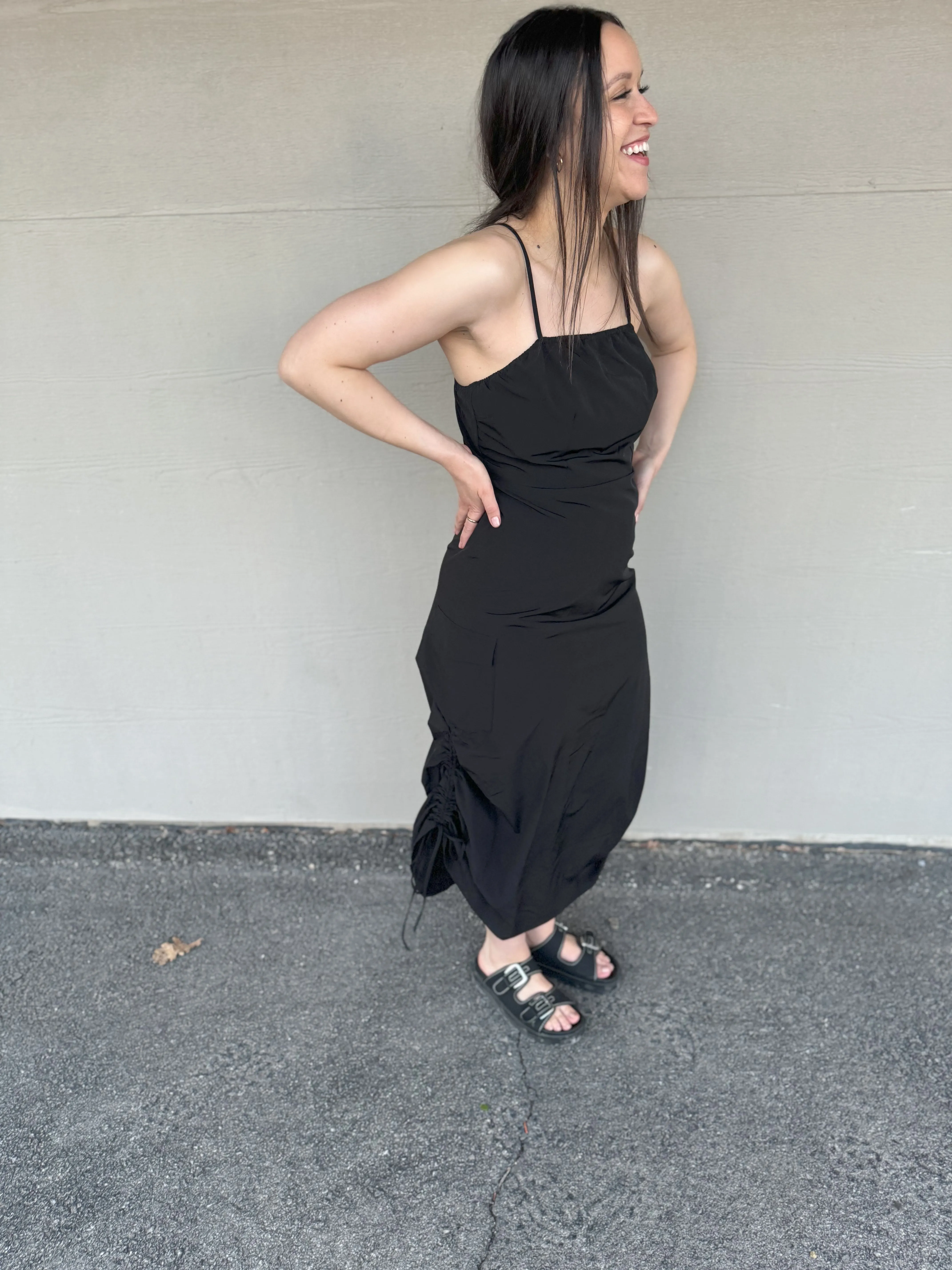 Black Drawstring Detail Dress