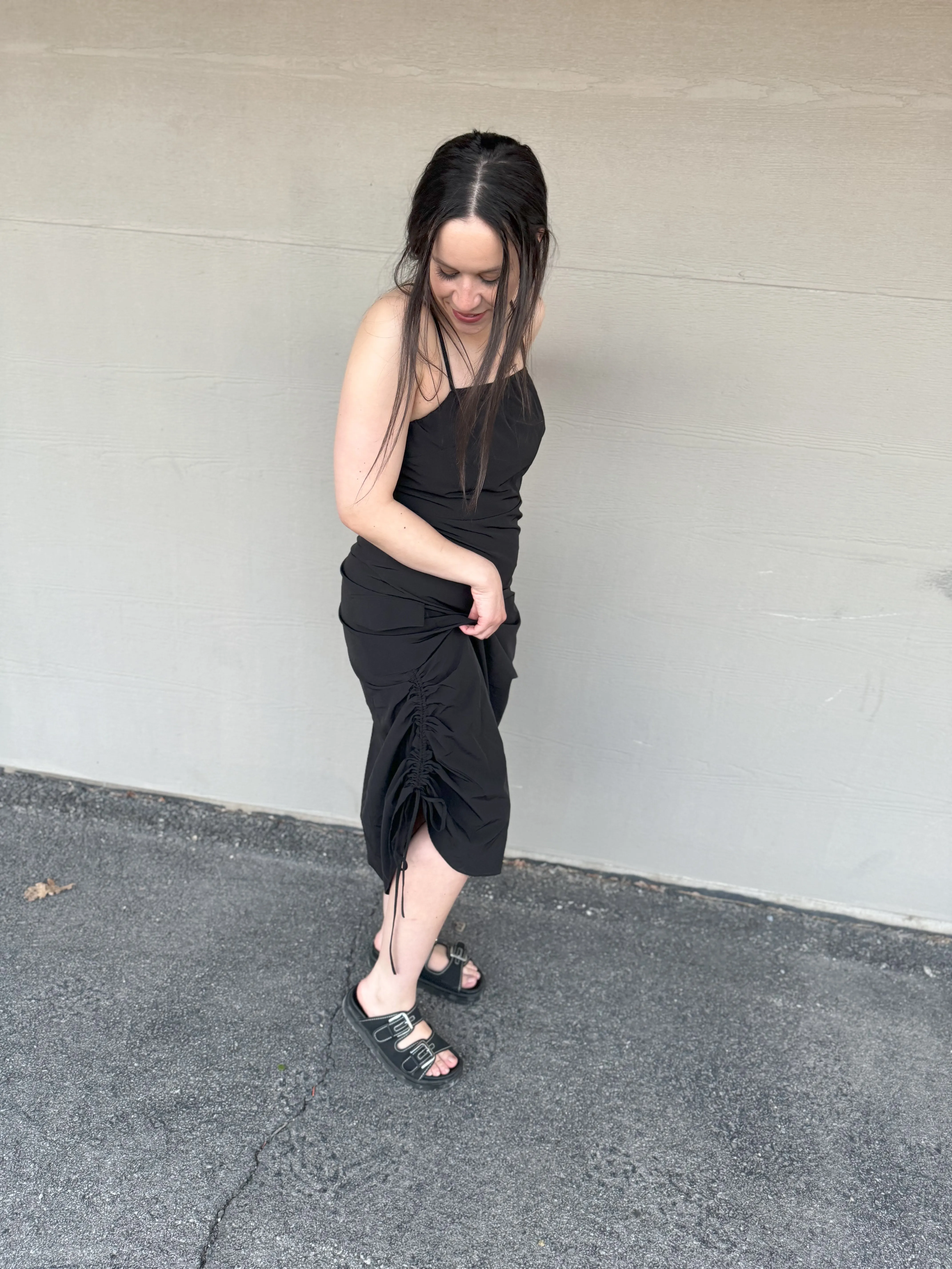 Black Drawstring Detail Dress