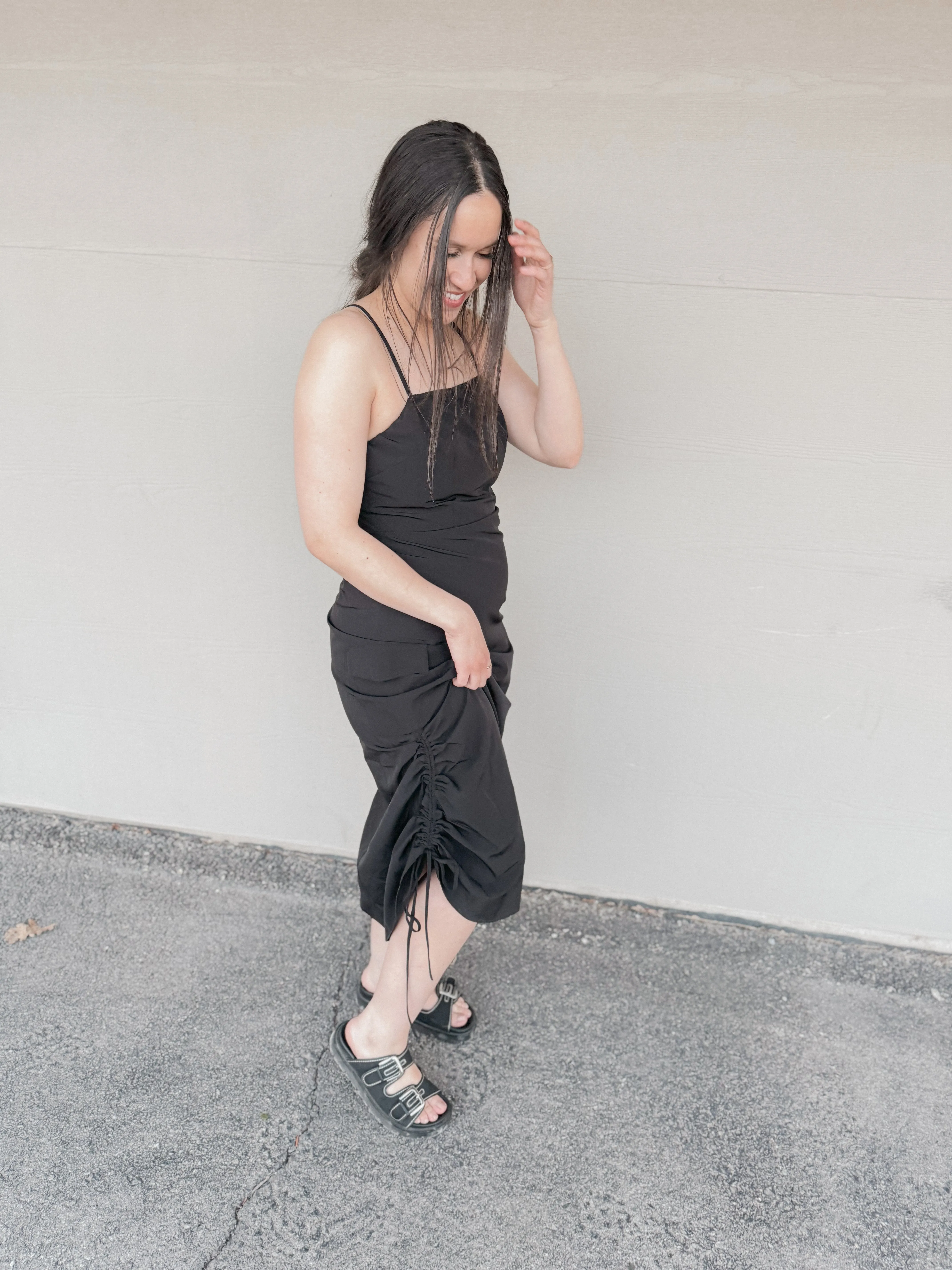Black Drawstring Detail Dress