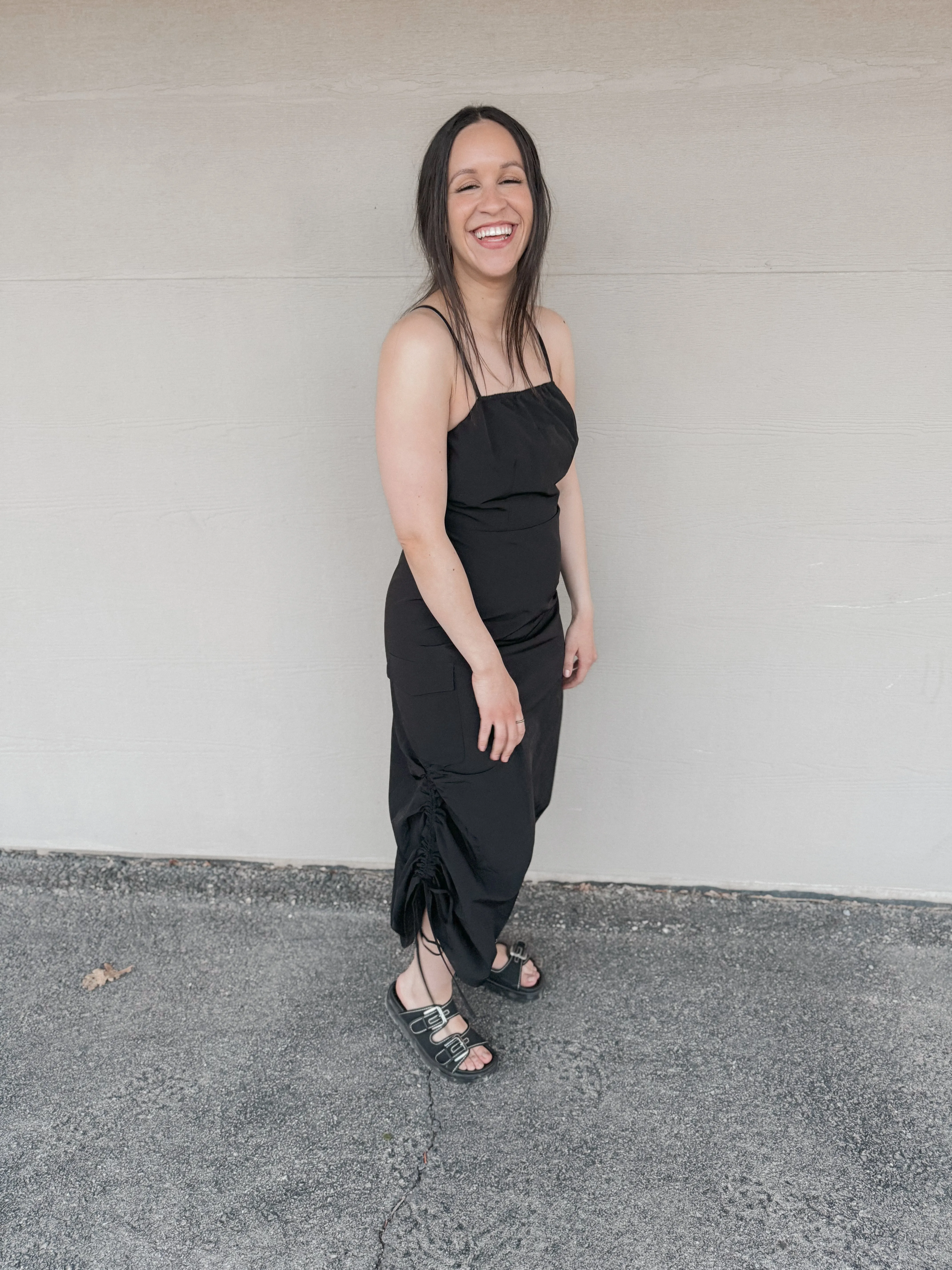 Black Drawstring Detail Dress