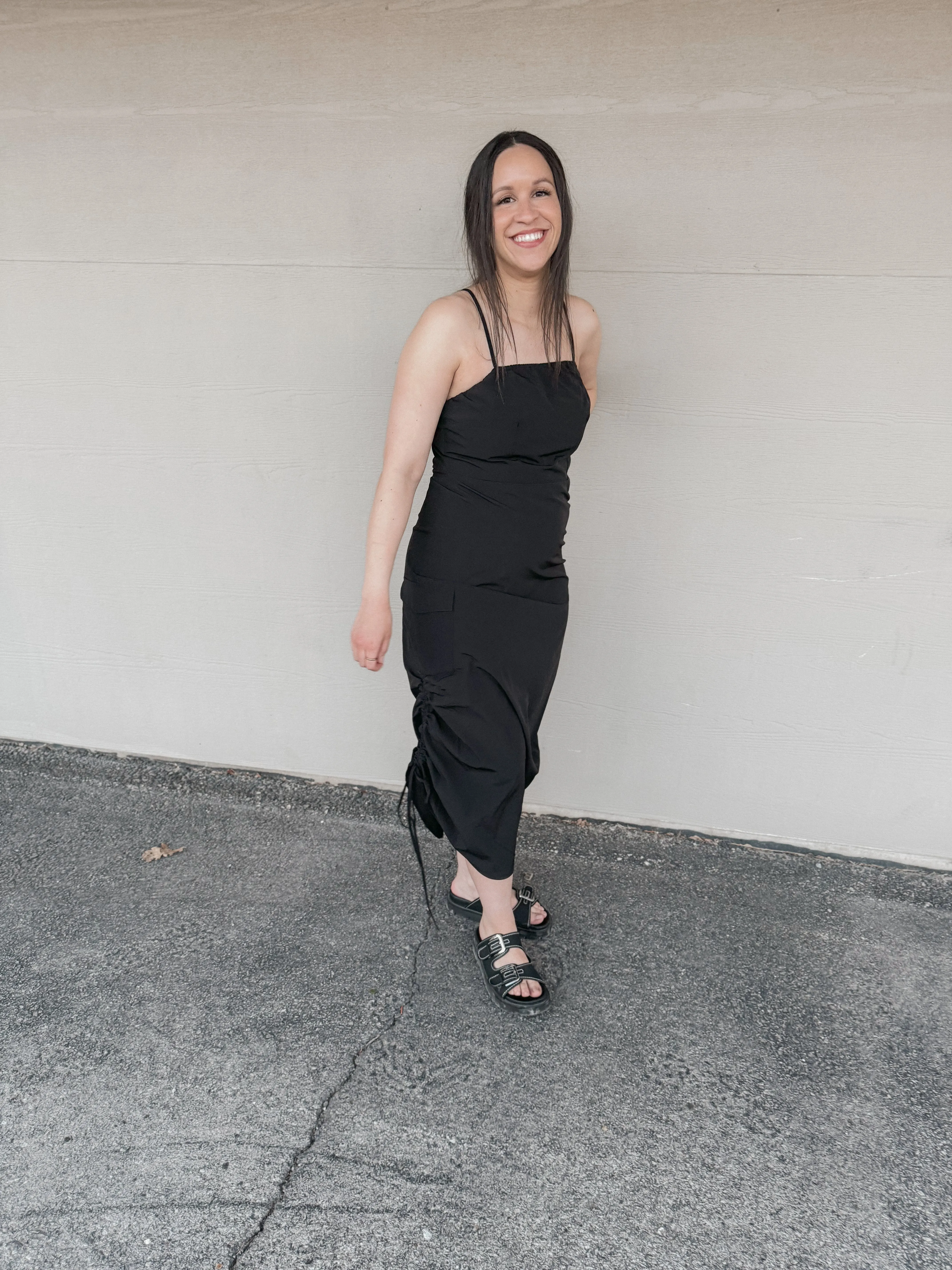 Black Drawstring Detail Dress