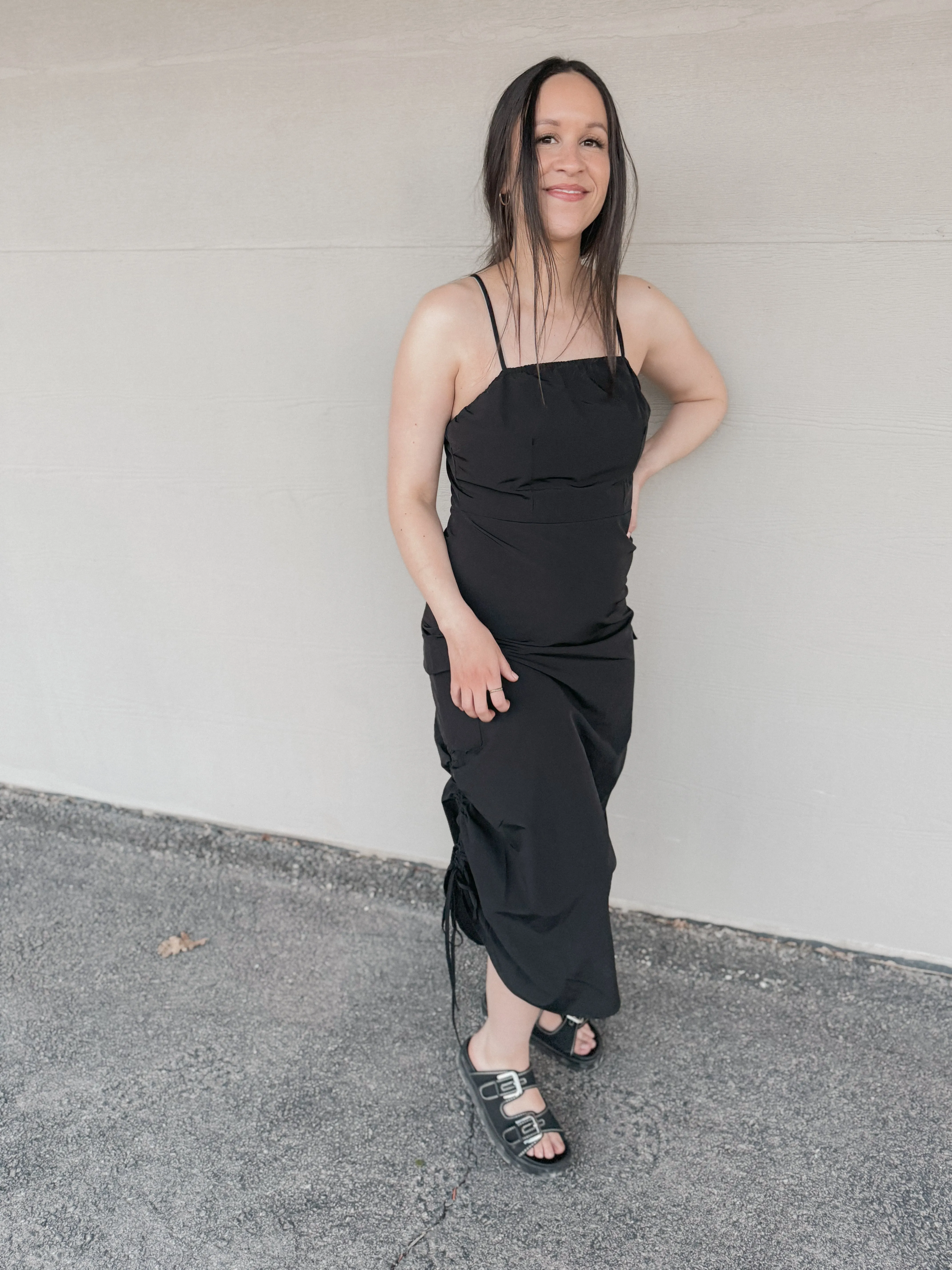 Black Drawstring Detail Dress