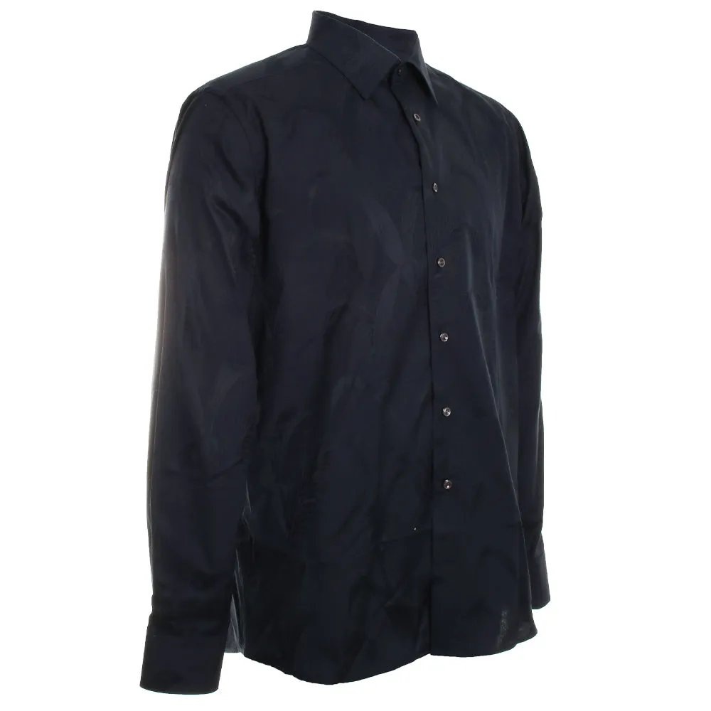 Black Floral Print Jacquard Shirt