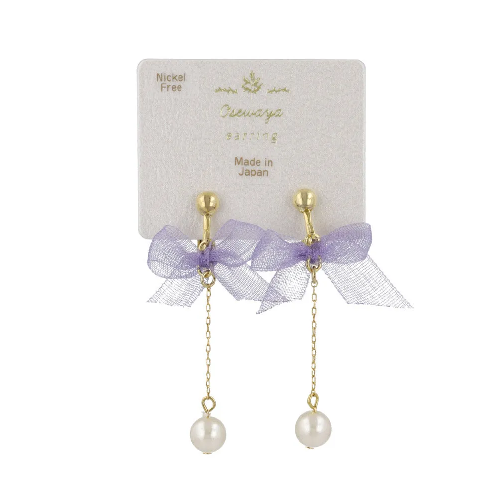 Bow and Pearl Clip Ons
