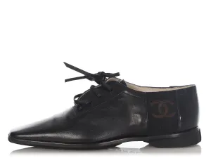 Chanel Black Leather Lace-Up Shoes