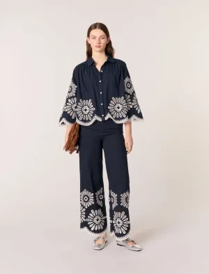 Cropped shirt with crochet detail