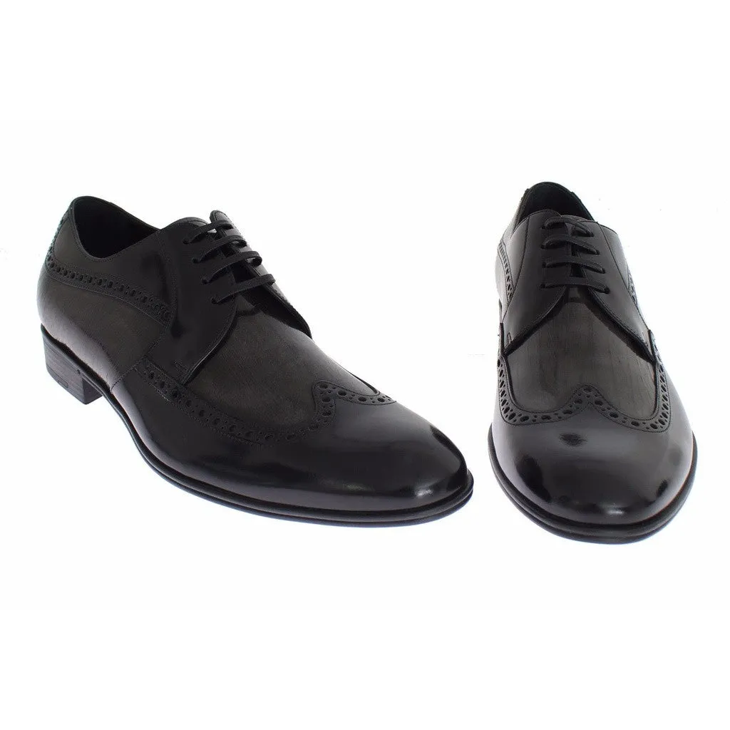 Dolce & Gabbana Black Leather Oxford Wingtip Dress Shoes
