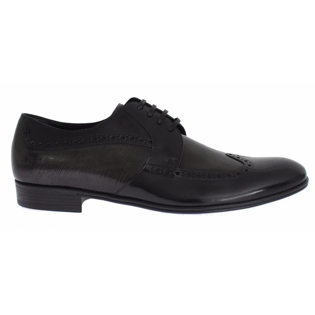Dolce & Gabbana Black Leather Oxford Wingtip Dress Shoes