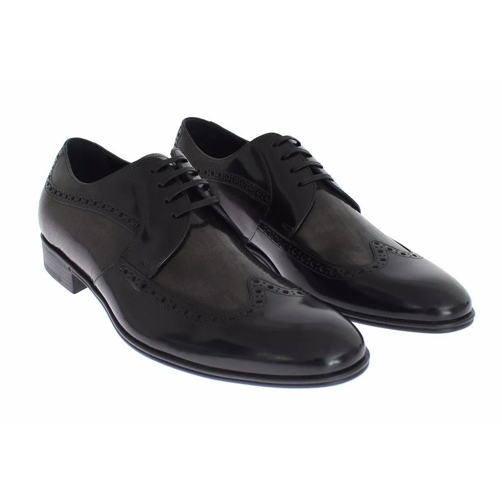 Dolce & Gabbana Black Leather Oxford Wingtip Dress Shoes