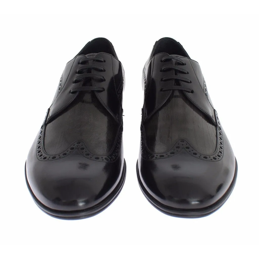 Dolce & Gabbana Black Leather Oxford Wingtip Dress Shoes