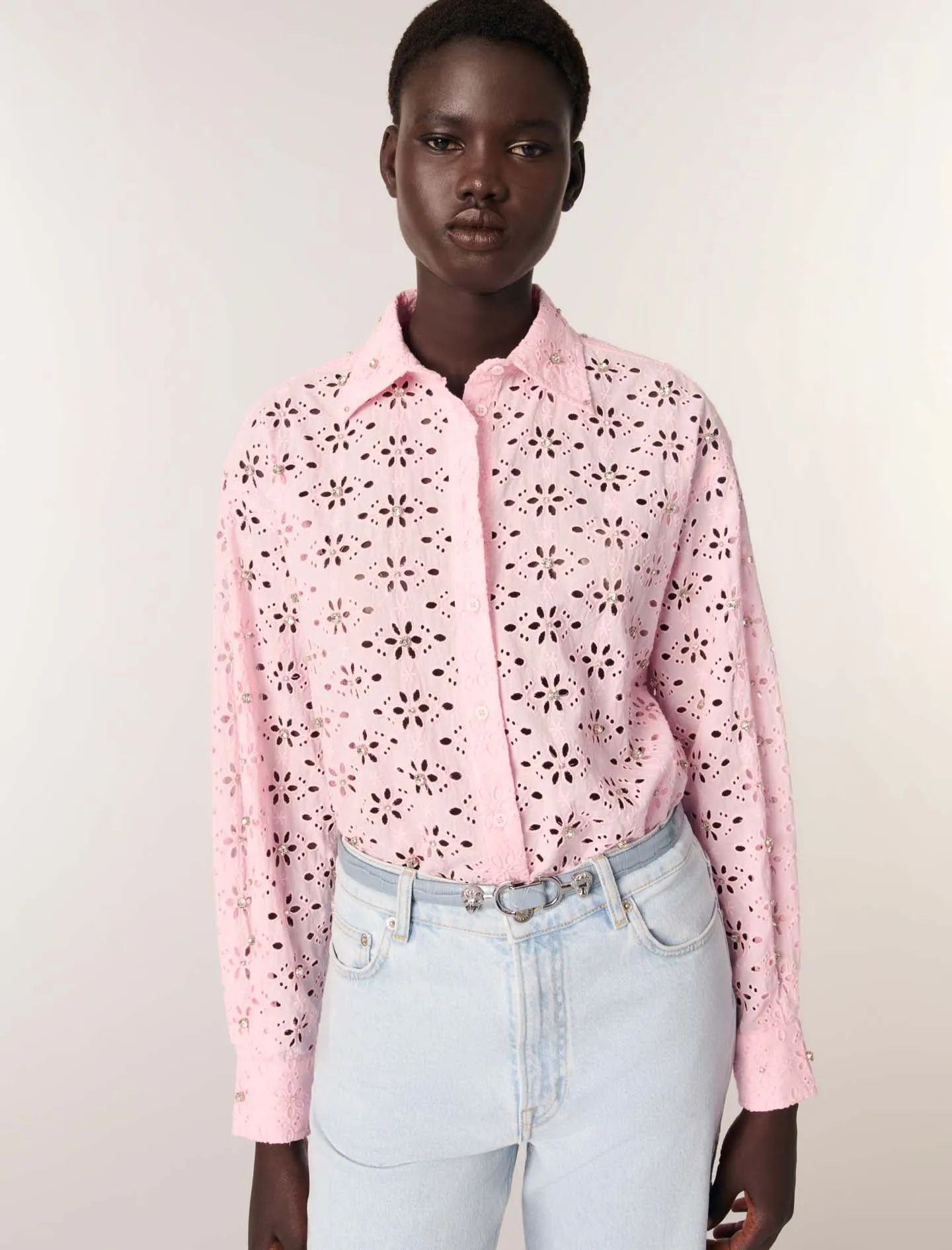 Embroidery and rhinestone shirt