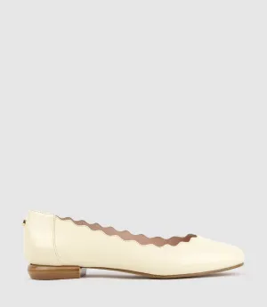 FARA Scalloped Ballet Flat in Offwhite Calf