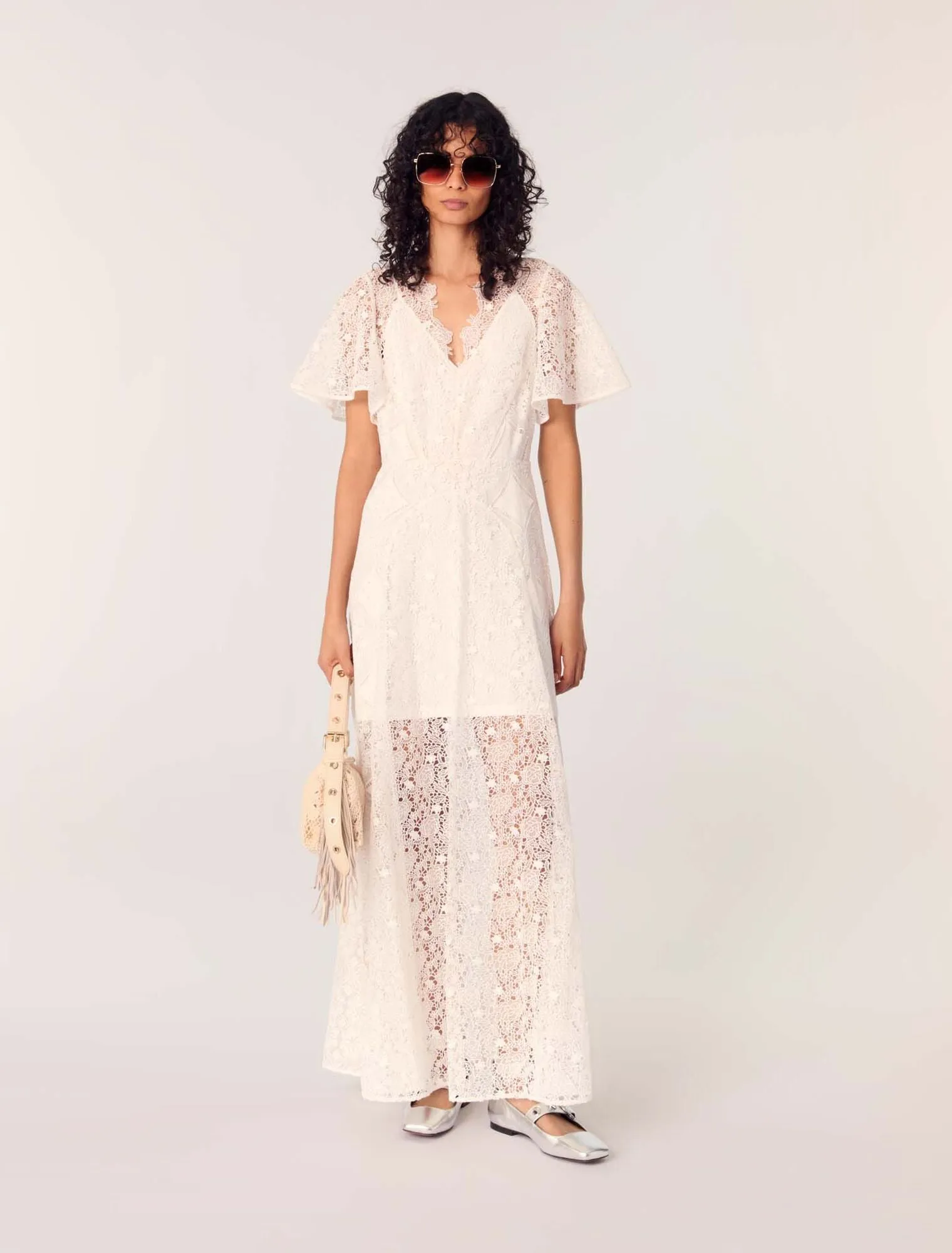 Floral guipure maxi dress