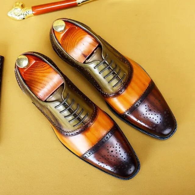Genuine Leather Mixed Color Formal Elegant Dress Shoes