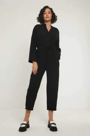 GRACE LONG SLEEVE JUMPSUIT - BLACK
