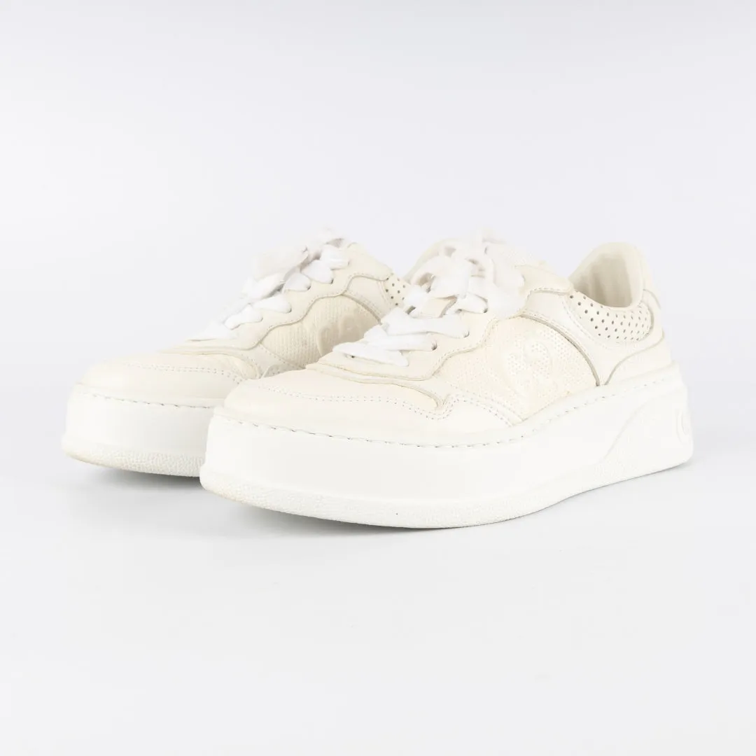 Gucci White Leather GG Low Top Sneakers