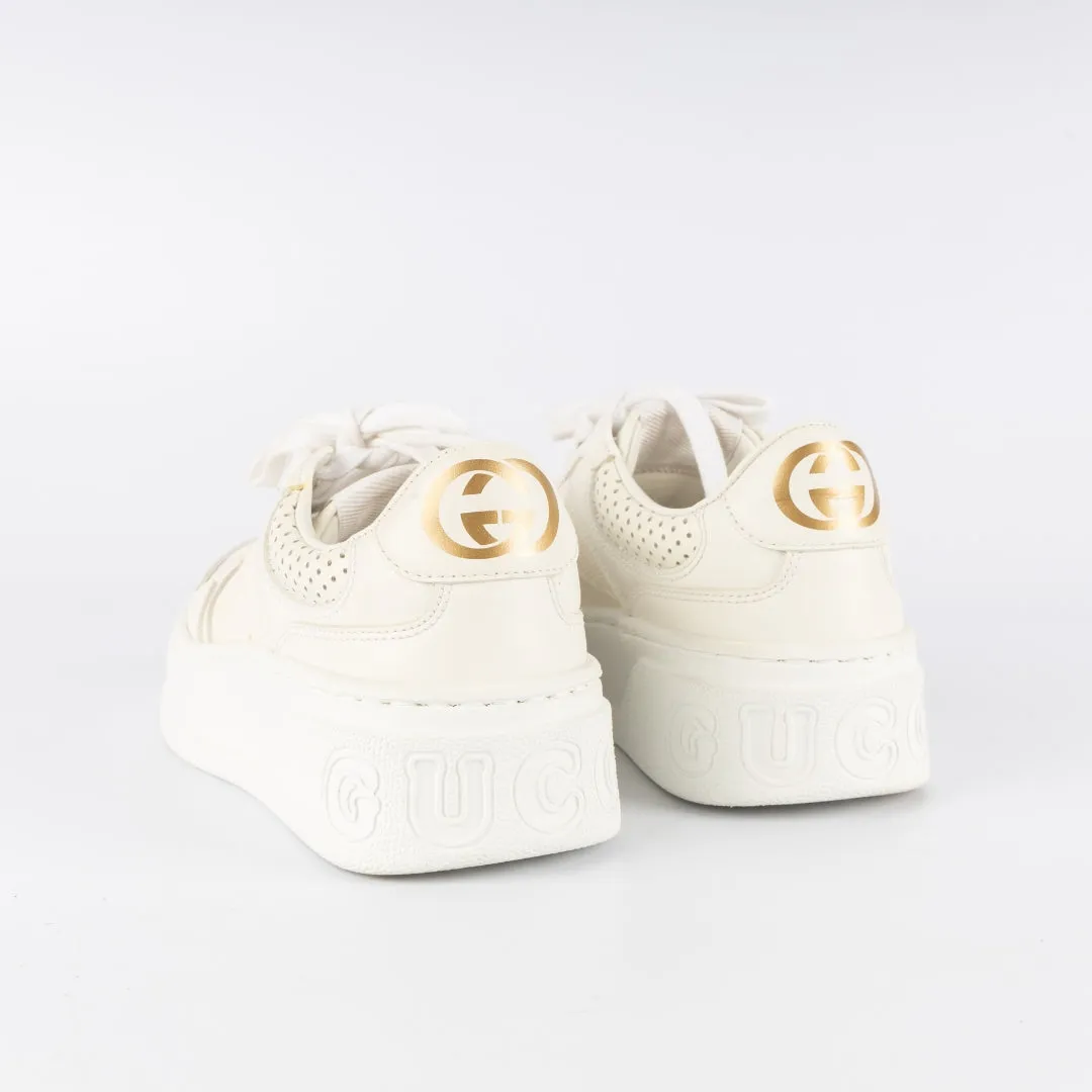 Gucci White Leather GG Low Top Sneakers