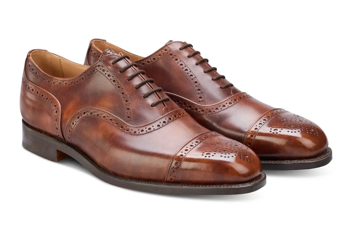 Kensington Toecap Oxford City Shoe - Brown Museum Calf