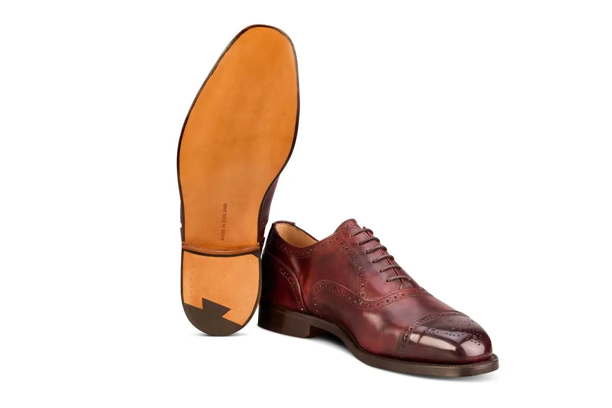Kensington Toecap Oxford City Shoe - Burgundy Museum Calf