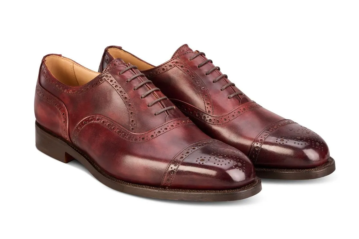 Kensington Toecap Oxford City Shoe - Burgundy Museum Calf