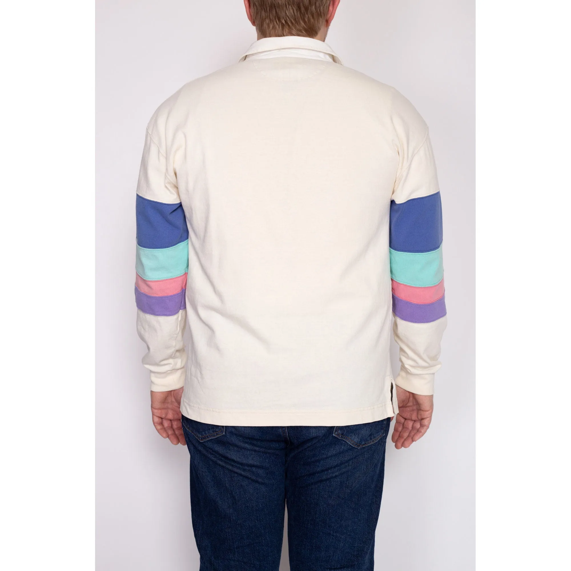 Large 90s Pastel Striped Oversized Collared Shirt