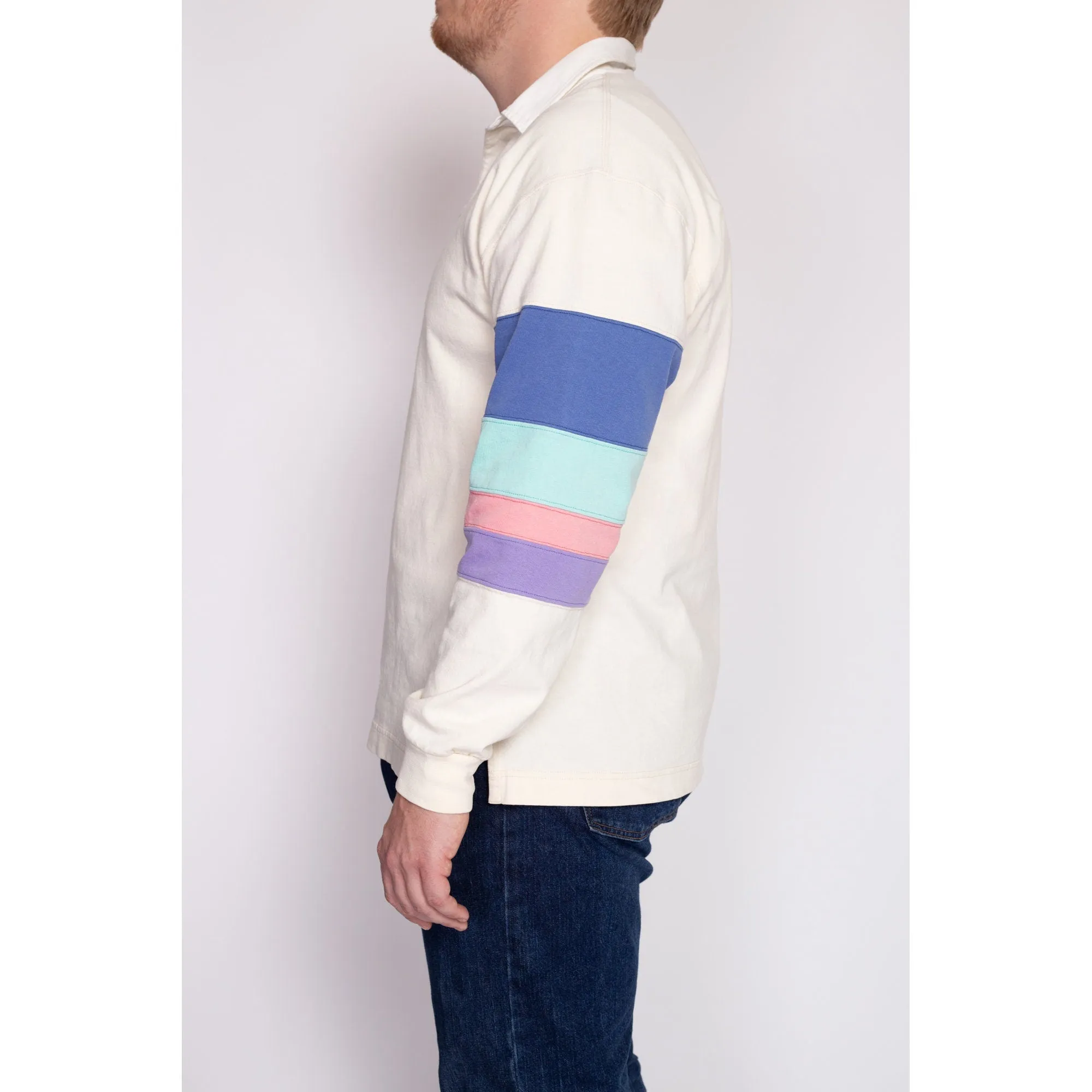 Large 90s Pastel Striped Oversized Collared Shirt