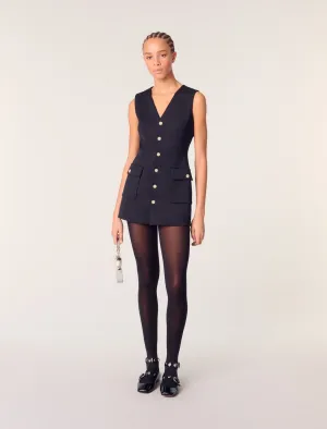 Layered-effect wool-blend dress
