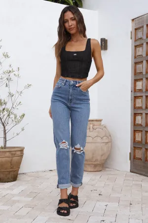 LEE Monique Corset Top Black Denim