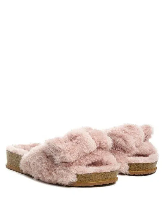 London Rag Fuzzy Cutie Bow Fur Slides