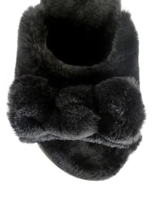 London Rag Fuzzy Cutie Bow Fur Slides