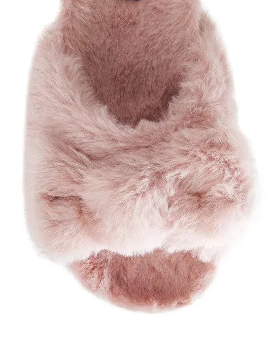 London Rag Fuzzy Cutie Bow Fur Slides