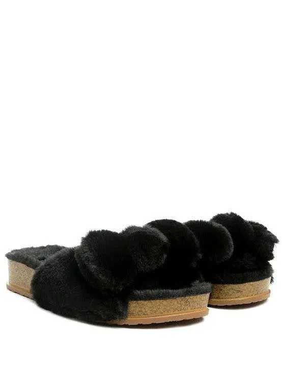 London Rag Fuzzy Cutie Bow Fur Slides