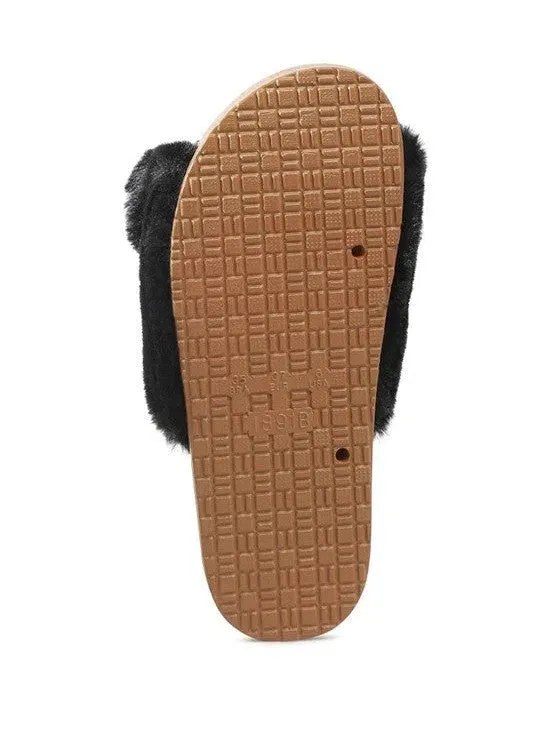 London Rag Fuzzy Cutie Bow Fur Slides