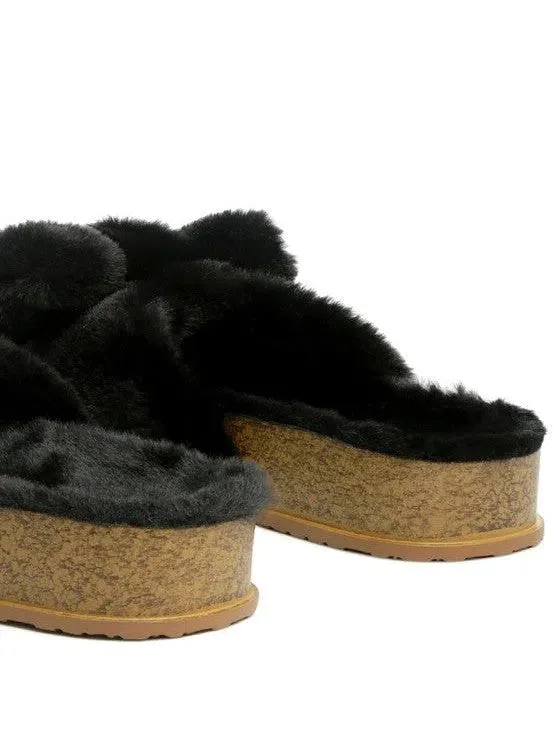 London Rag Fuzzy Cutie Bow Fur Slides