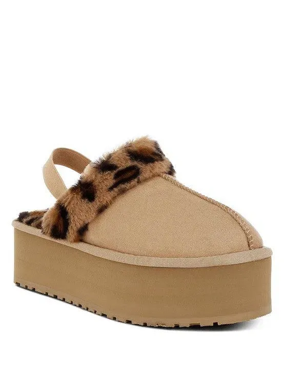 London Rag Kutchu Leopard Faux Fur Platform Slip-Ons