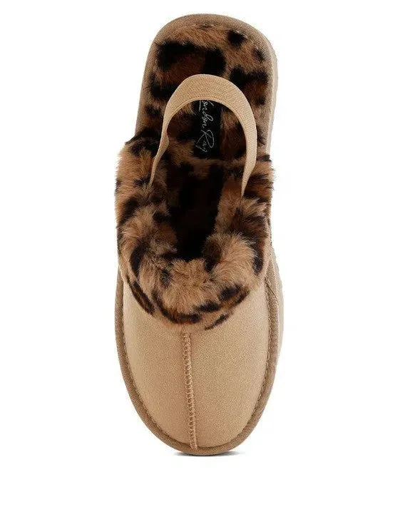 London Rag Kutchu Leopard Faux Fur Platform Slip-Ons