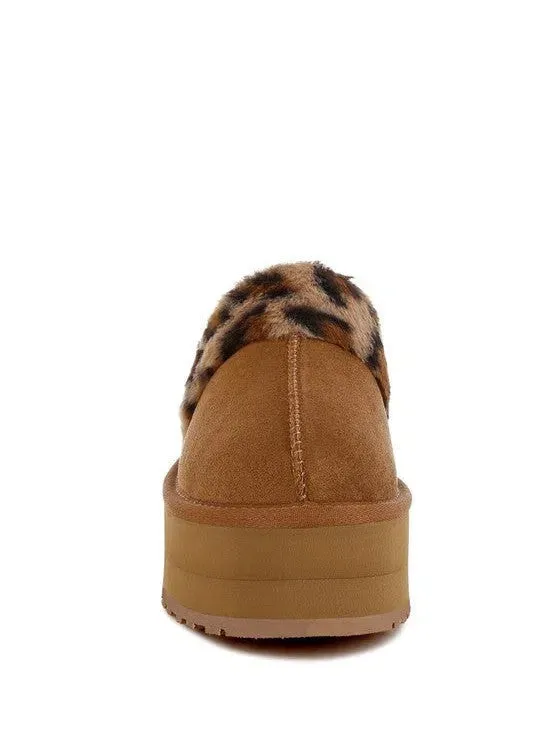 London Rag Kutchu Leopard Faux Fur Platform Slip-Ons