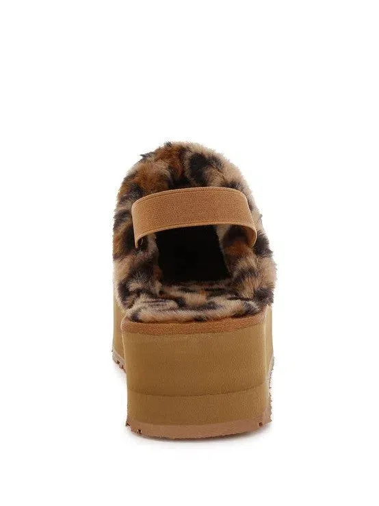 London Rag Kutchu Leopard Faux Fur Platform Slip-Ons