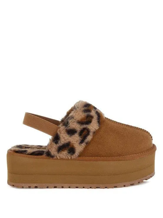 London Rag Kutchu Leopard Faux Fur Platform Slip-Ons