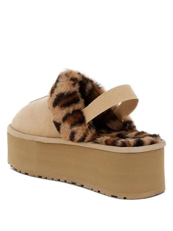 London Rag Kutchu Leopard Faux Fur Platform Slip-Ons