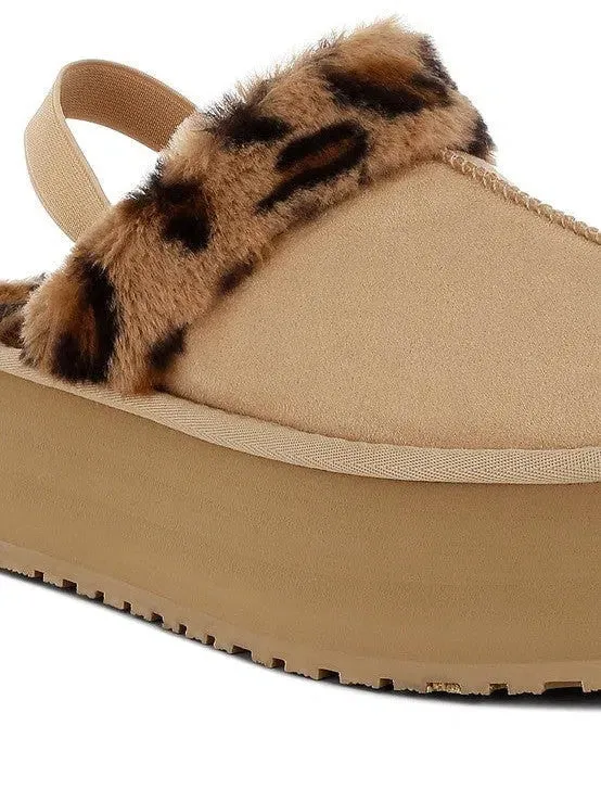 London Rag Kutchu Leopard Faux Fur Platform Slip-Ons