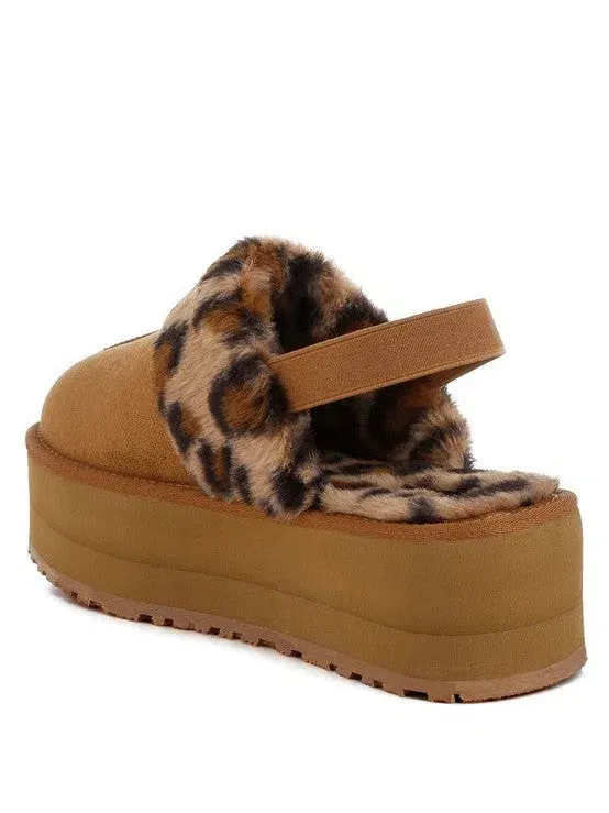 London Rag Kutchu Leopard Faux Fur Platform Slip-Ons