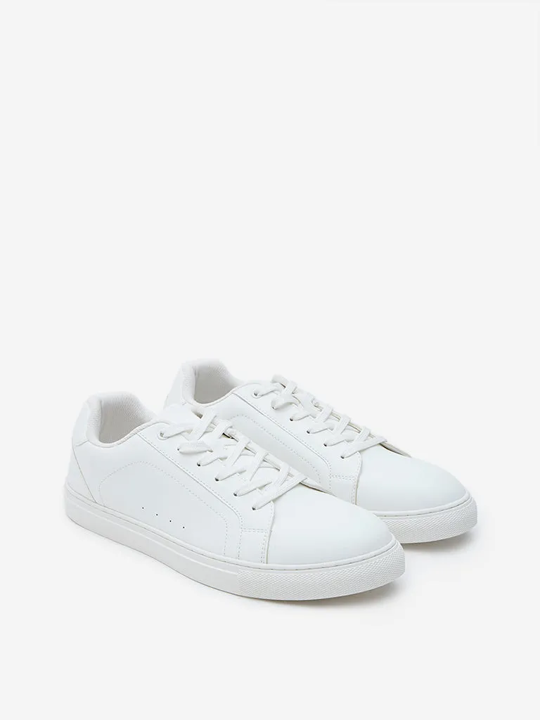 LUNA BLU White Perforated Lace-Up Sneakers