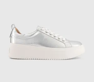 Office Fae Platform Lace Up Silver