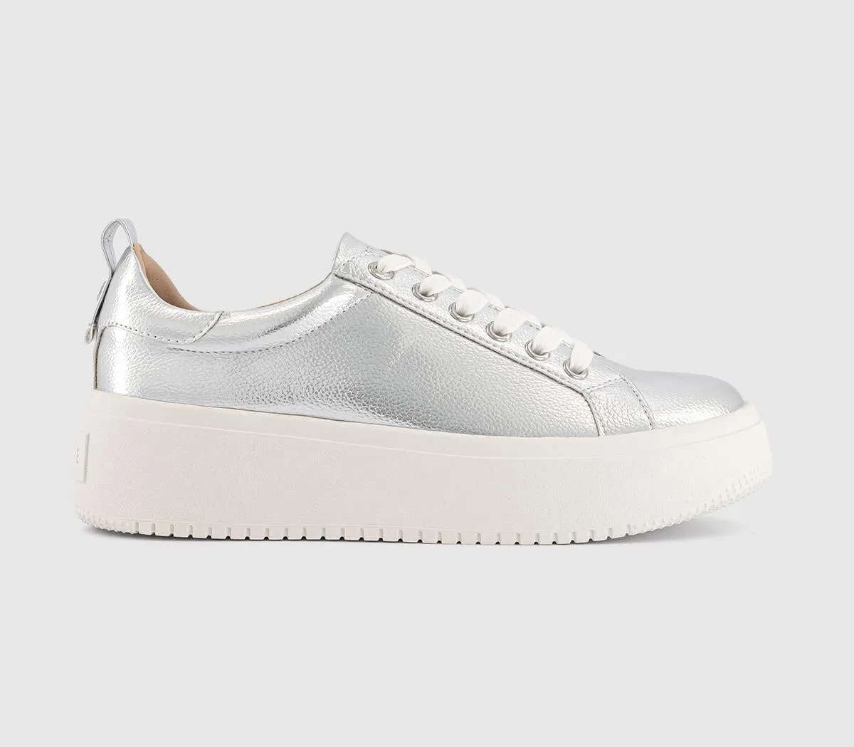 Office Fae Platform Lace Up Silver